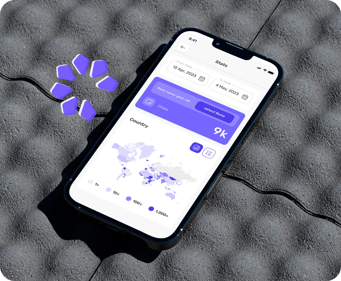 Phone displaying Stats analytics dashboard
